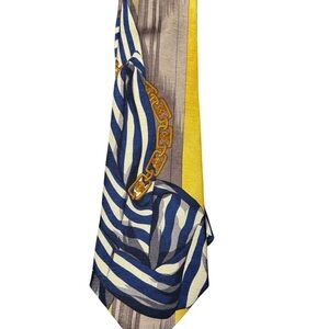 Vintage Countess Mara Tie - Nautical Chain & Stripe Design - 100% silk - USA